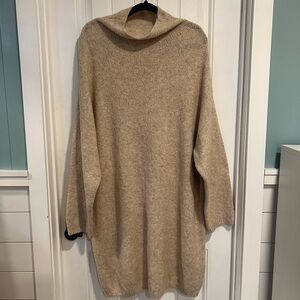 Aerie American Eagle Tan Funnel Neck Alpaca‎ Blend Sweater Dress. Size XL. NWT.